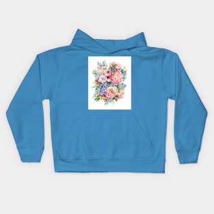 Bouquet of peonies with hydrangea Kids Hoodie